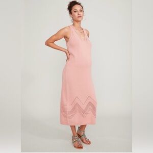 New! Hatch Maternity Camilla Knit Grow With You Midi Dress in pink Size 1 Small
